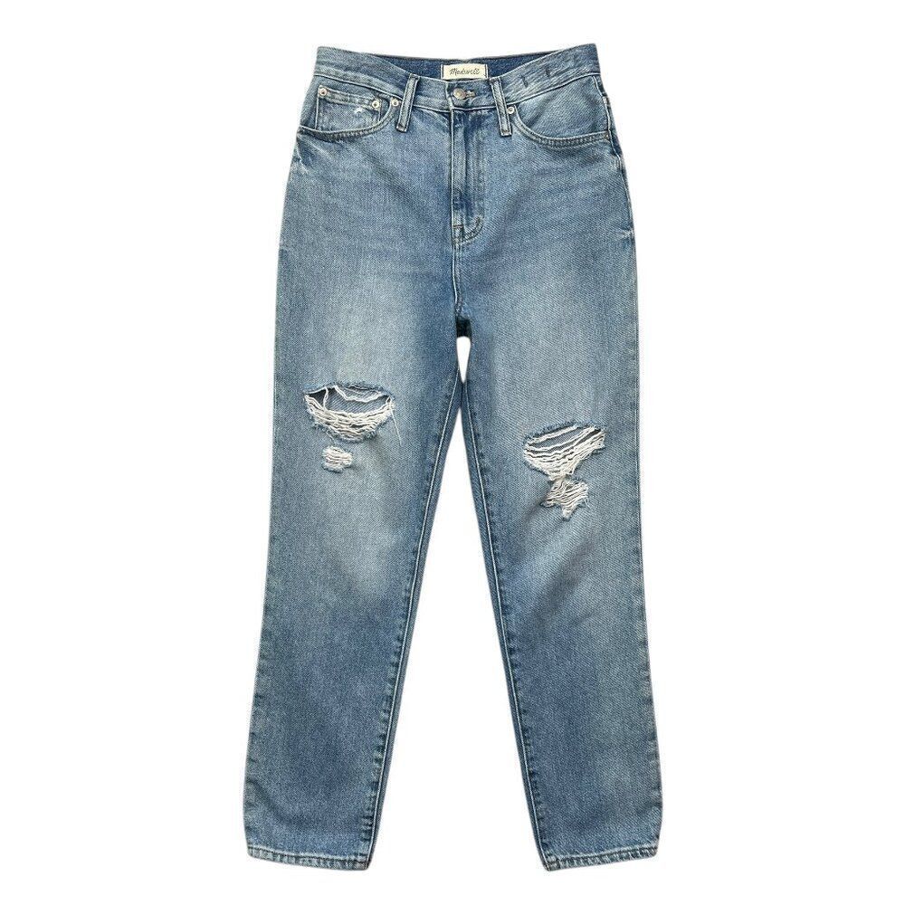 Madewell Jeans‎ Women's Size 26 The Mom Jean Light Wash Distressed Denim